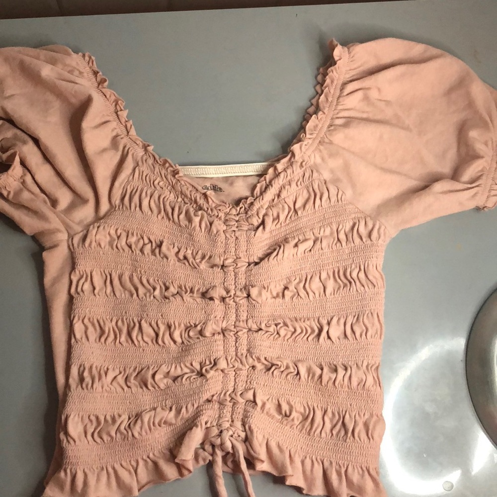 cinched, puff-sleeve, crop top